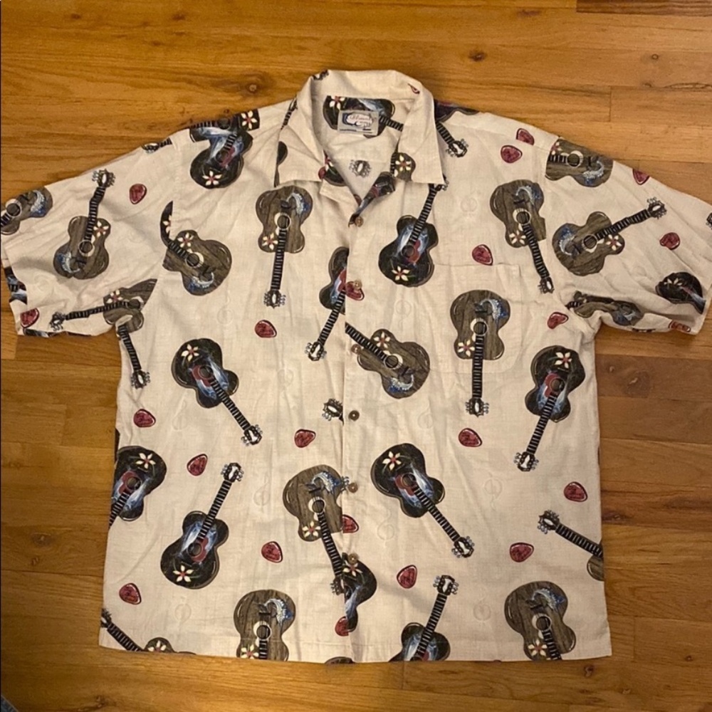 Vtg. Bluewater Wear Rockabilly Guitar Shirt